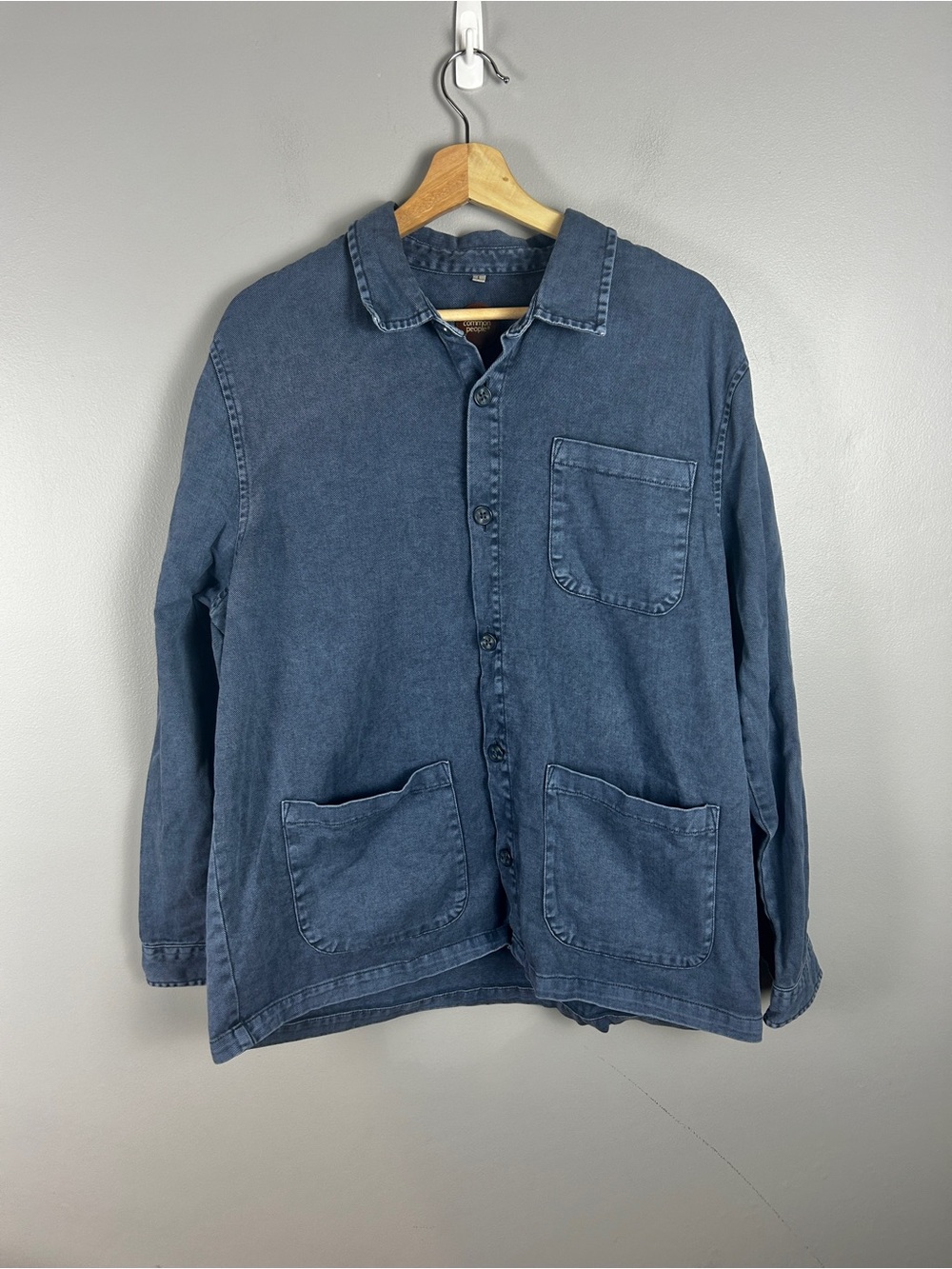 COMMON PEOPLE Hop Garment Dye Shacket LG Shirt Cotton Minimal Relaxed Blue